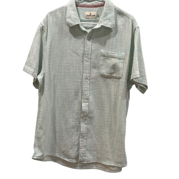 The Normal Brand Other - The Normal Brand Mens‎ XL Mint Green Textured Slub Cotton Short Sleeve Button